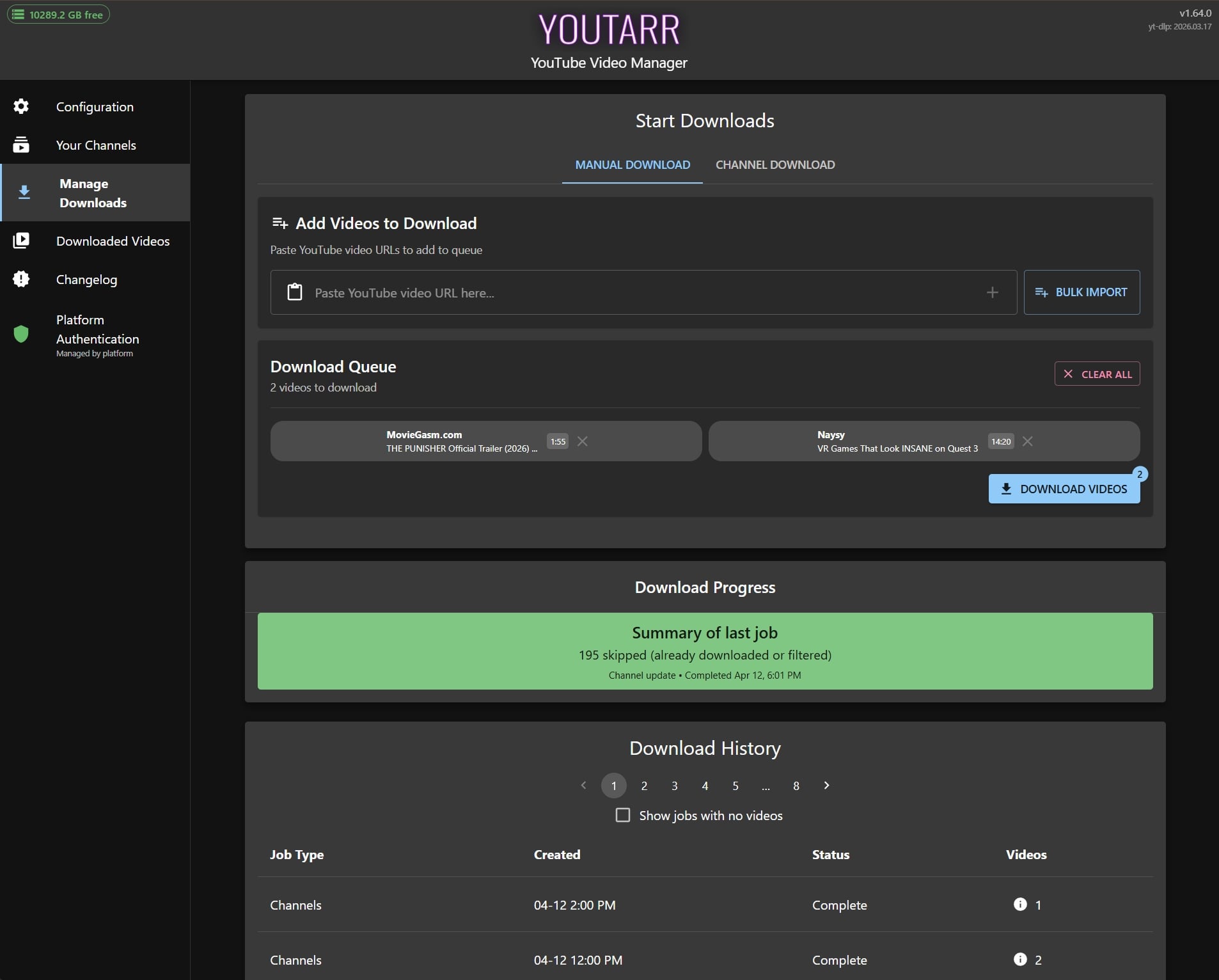 r/selfhosted - Youtarr update - self-hosted YouTube DVR, lots of new stuff since v1.48