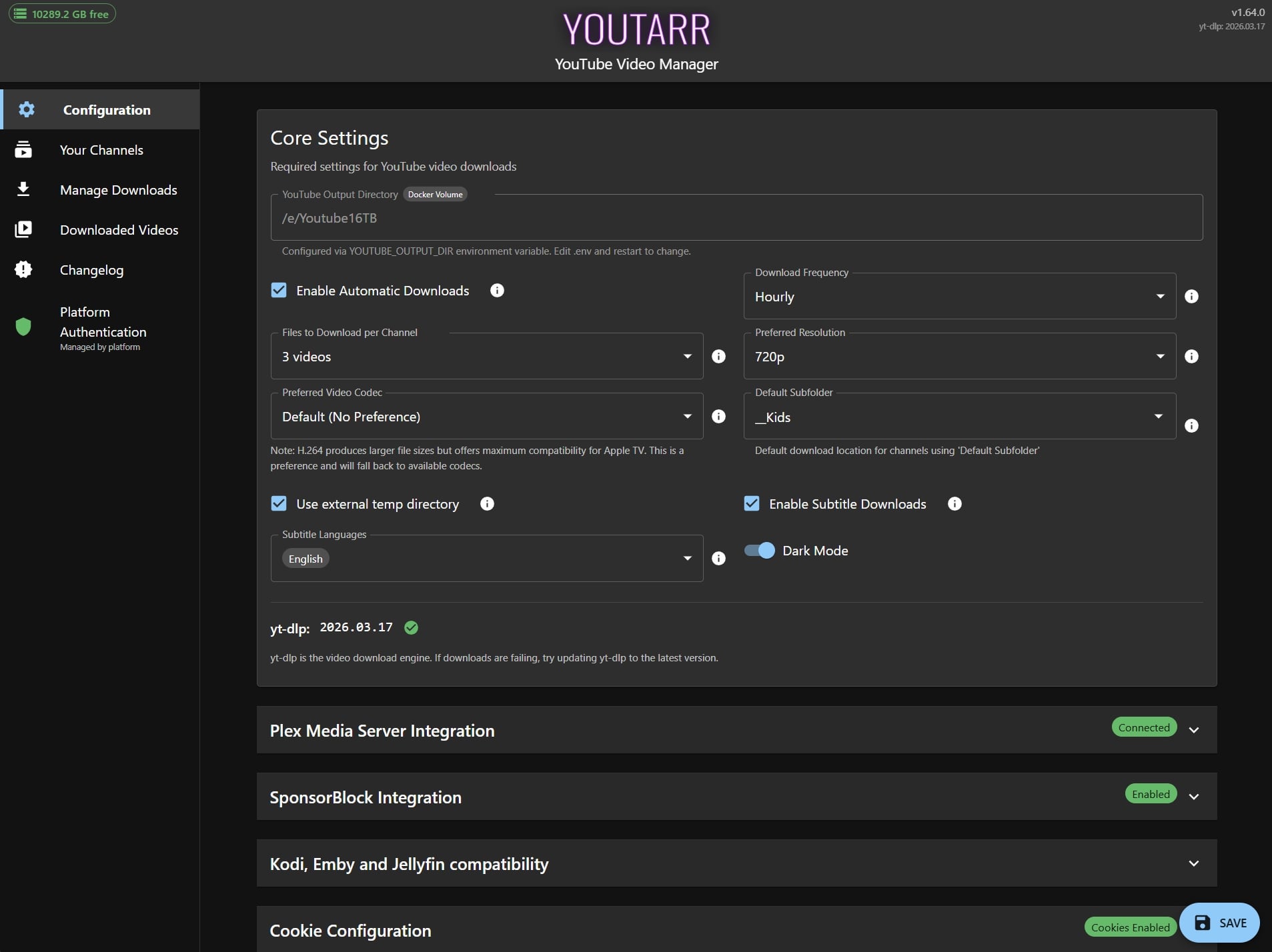 r/selfhosted - Youtarr update - self-hosted YouTube DVR, lots of new stuff since v1.48